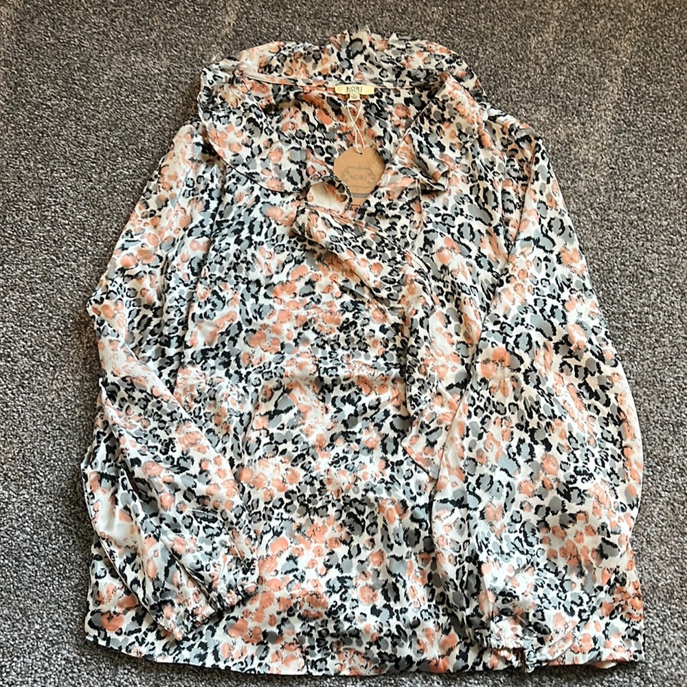 Silk cheetah print blouse